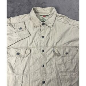 Vintage Levis Shirt Mens XL Khaki Canvas‎ Long Sleeve Button Up 90s